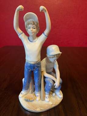 Vintage 1989 Paul Sebastian Home Run Baseball Boys Fine Porcelain Figurine